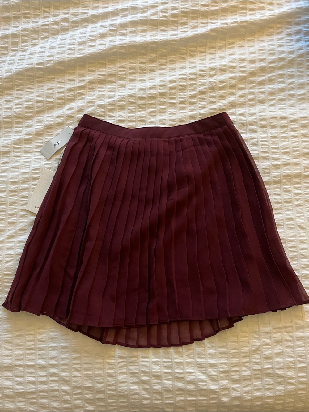 Wilfred Twirl Mini Pleated Skirt in Spiced Burgundy Size 4